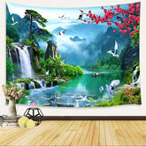 Lofaris Beautiful Chinese Landscape Scenery Crane Tapestry